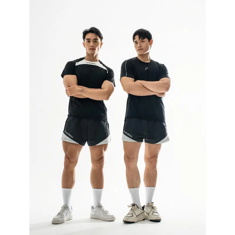Quần short thể thao Sport  nam họa tiết phối đặc sắc, form rộng giúp vận động thoải mái Playwell 10235 4