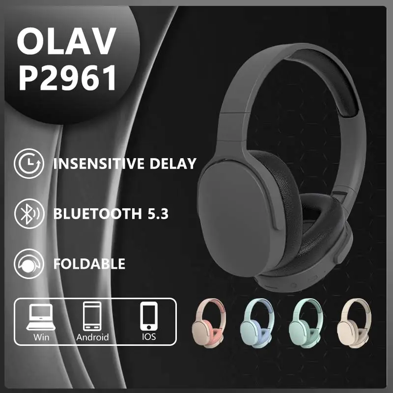 Tai nghe Bluetooth, Olav p2961, tai nghe không dây, tai nghe âm thanh nổi HiFi, có Micro, hỗ trợ AUX 3,5 mm Nhét Tai Nghe Nhạc