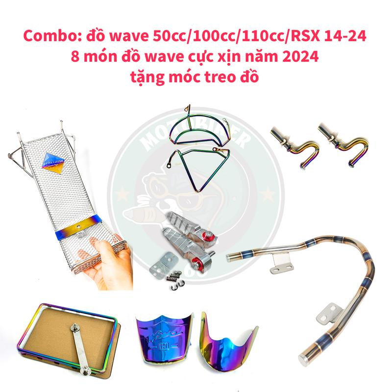 Combo Wave Baga xiken tay xách khò màu gác chân take bảo vệ máy ốp dè tặng kèm 2 móc treo đồ lắp wave 50/100/110cc/RSX Phụ Tùng Phụ Kiện cảng  titan cảng wave  kieng