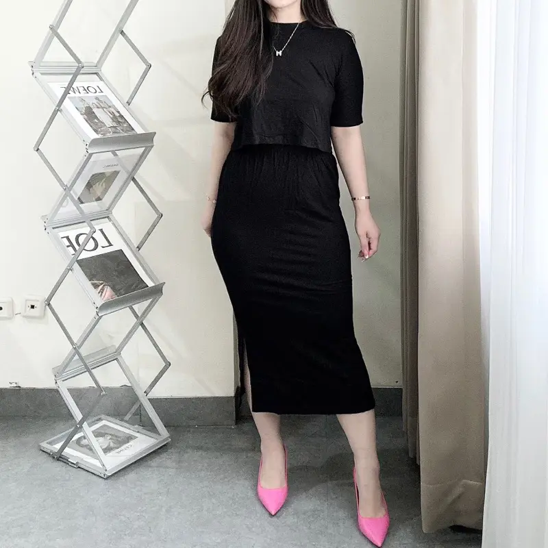 Yoonah Set | One Set Skirt | Setelan Wanita Rok Belah Samping | Maimon Grosir Baju Fit 7