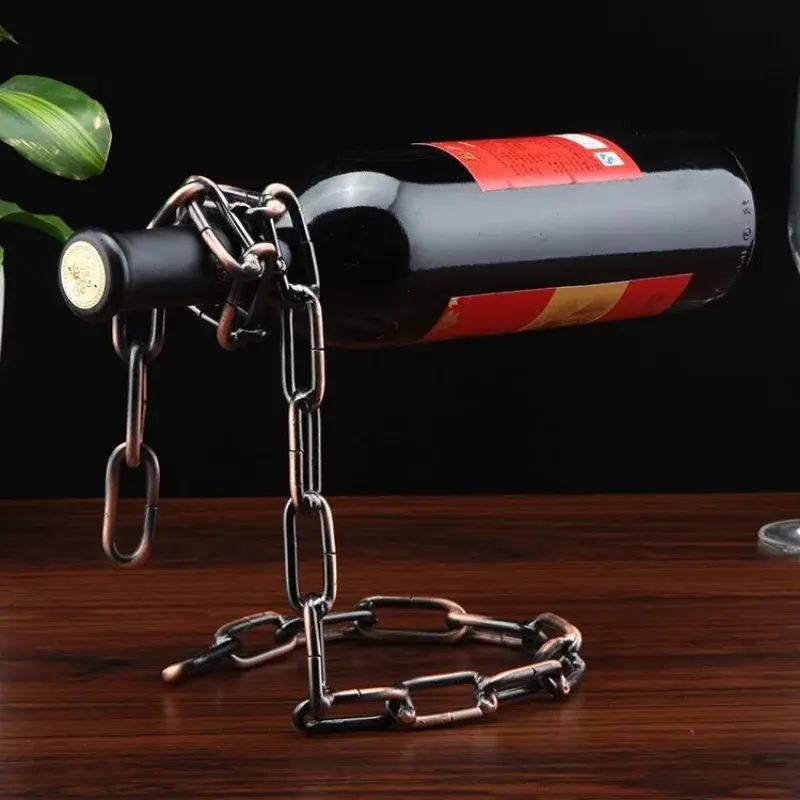 Creative Wine Bottle Holder Home Bar Freezer Suspended Iron Rope Wines Bottle Holder Red Wine Wine Beverage Drink Rack Ornaments