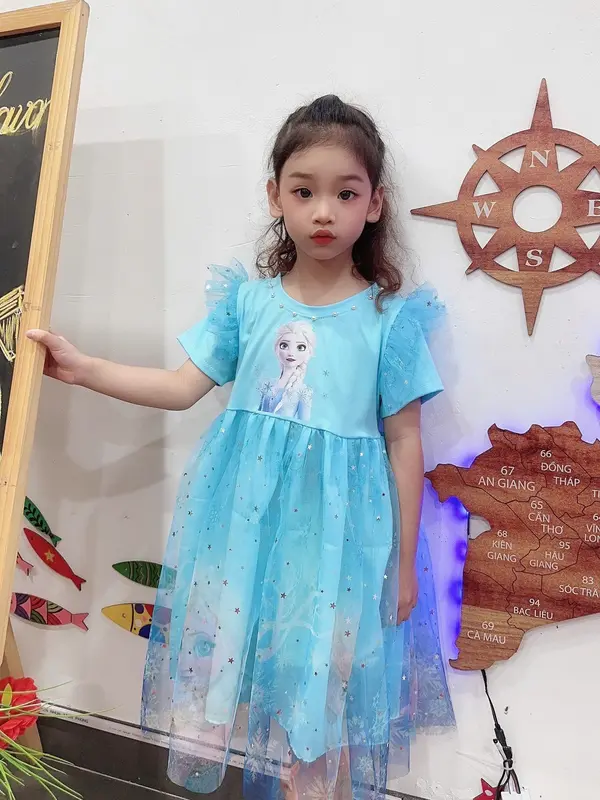 T.A fashion kids V69: Váy công chúa elsa xinh xắn,dễ thương,điệu đà 6