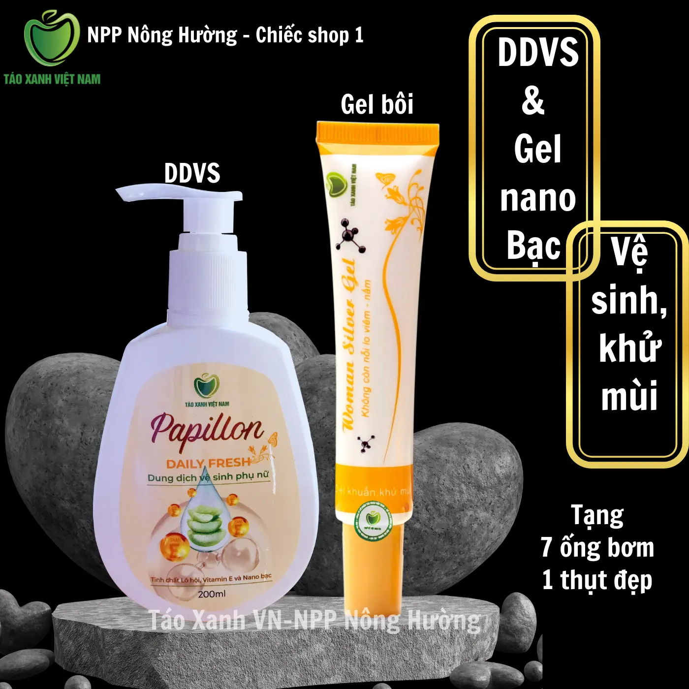 DDVS Papillon và Gel nano bạc - combo vệ sinh Táo Xanh Việt Nam Women silver gel