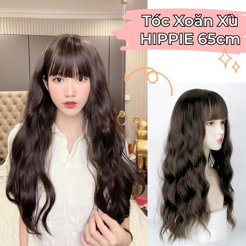 Tóc Giả Nguyên Đầu - Chịu Nhiệt: YDG80 Xoăn Xù Mì 65cm (Kèm Lược Gỡ Rối + Lưới Trùm)