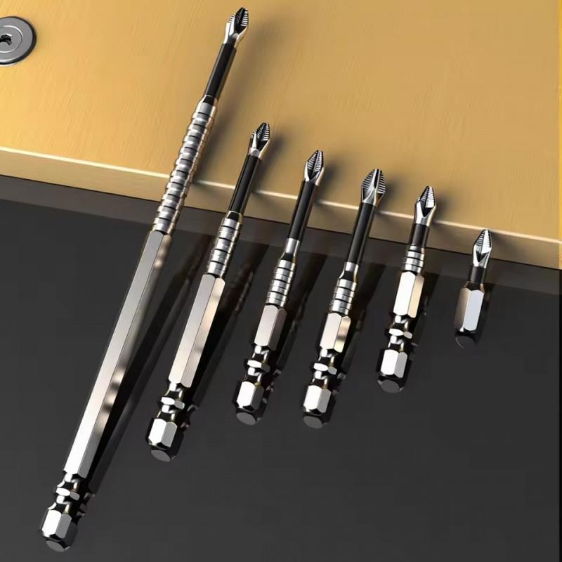 6/12Pcs K5 Obeng Magnetik Kuat Mata Bor Anti-Selip Baja Paduan Kepala Silang Tahan Benturan Mata Obeng Listrik