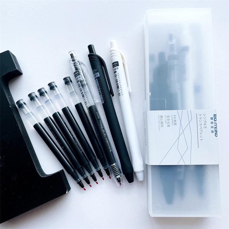 Set 3 bút gel INMORNING ống mực lớn + 5 ngòi refill ống to KÈM HỘP ĐỰNG BÚT [taphoagaunho]