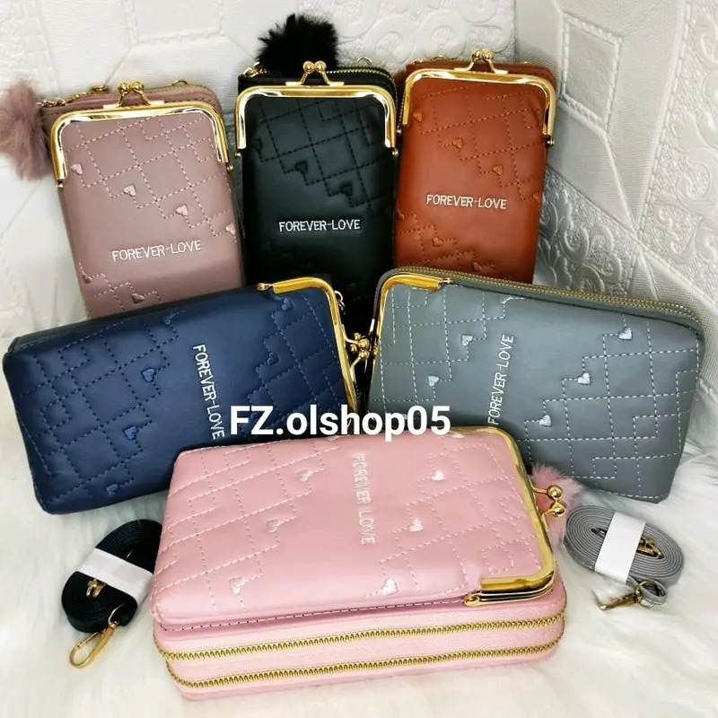 DOMPET BEHEL HP SLEMPANG / DOMPET BORDIR WANITA PREMIUM Dompet Kartu Kulit 1
