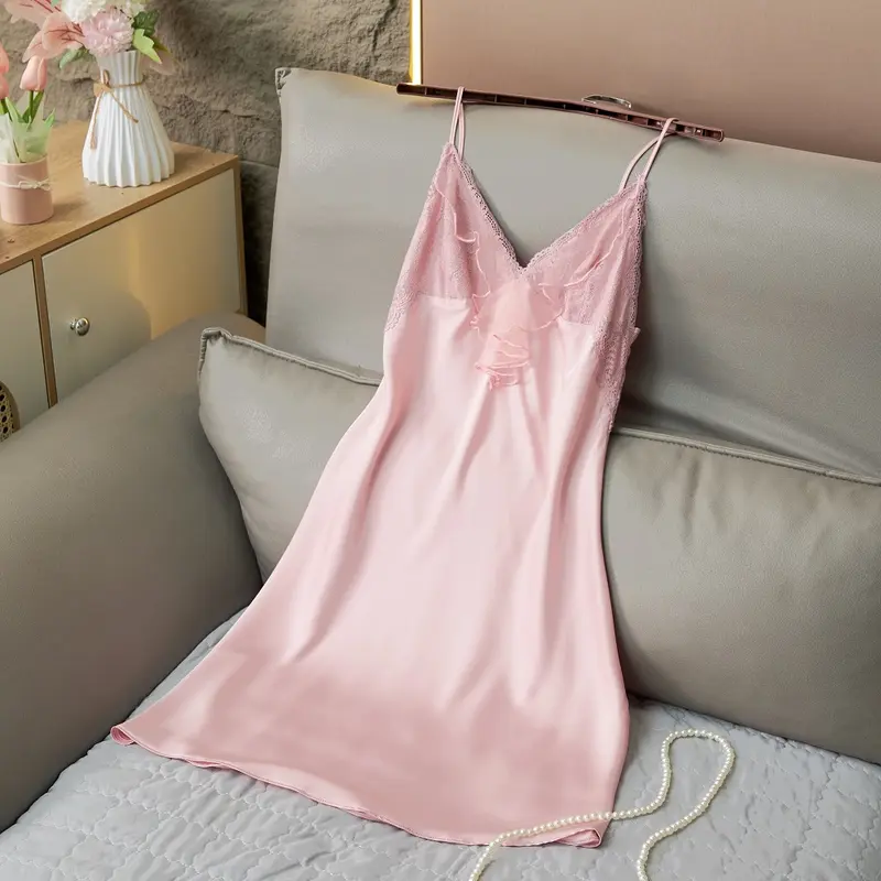 Đầm ngủ Hai dây phối ren bèo quyến rũ 3