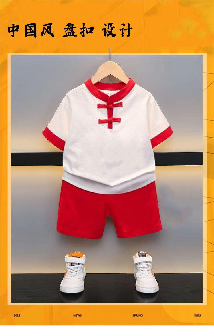 Product Introduction of Boy Han Chinese Clothing Suits Baby Luminous Two-Piece Pants Red CNY New Year Clothes Chinese Style Tang Suit 3