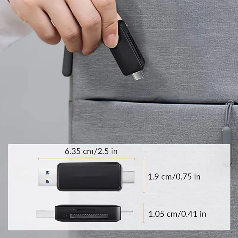 2 in 1 Card Reader USB 2.0/Type C Fit For Micro SD Card / TF Memory Card Read OTG Adapter Hitam Computer 5