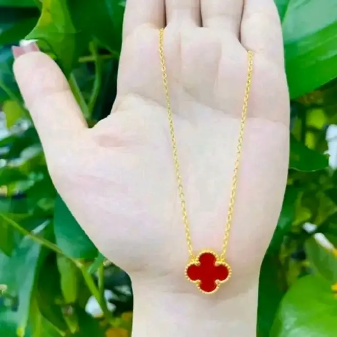 dây chuyền kiểu cỏ bốn lá màu đỏ ( loại 1 )