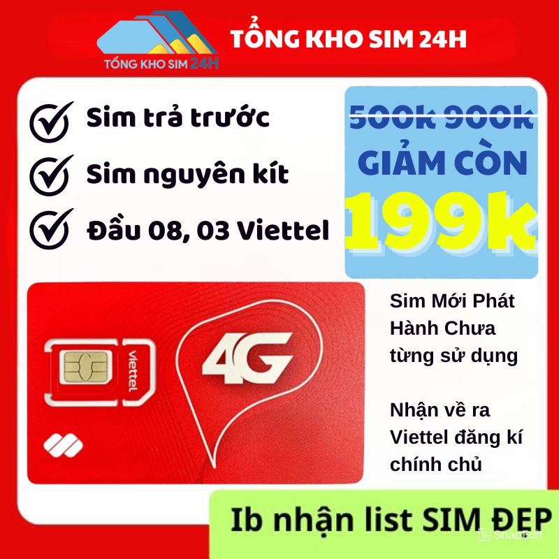 Sim Viettel 4G,5G trả trước, đầu 03 nghe gọi,đồng giá 199k, nghe gọi làm việc, số đẹp, dễ nhớ