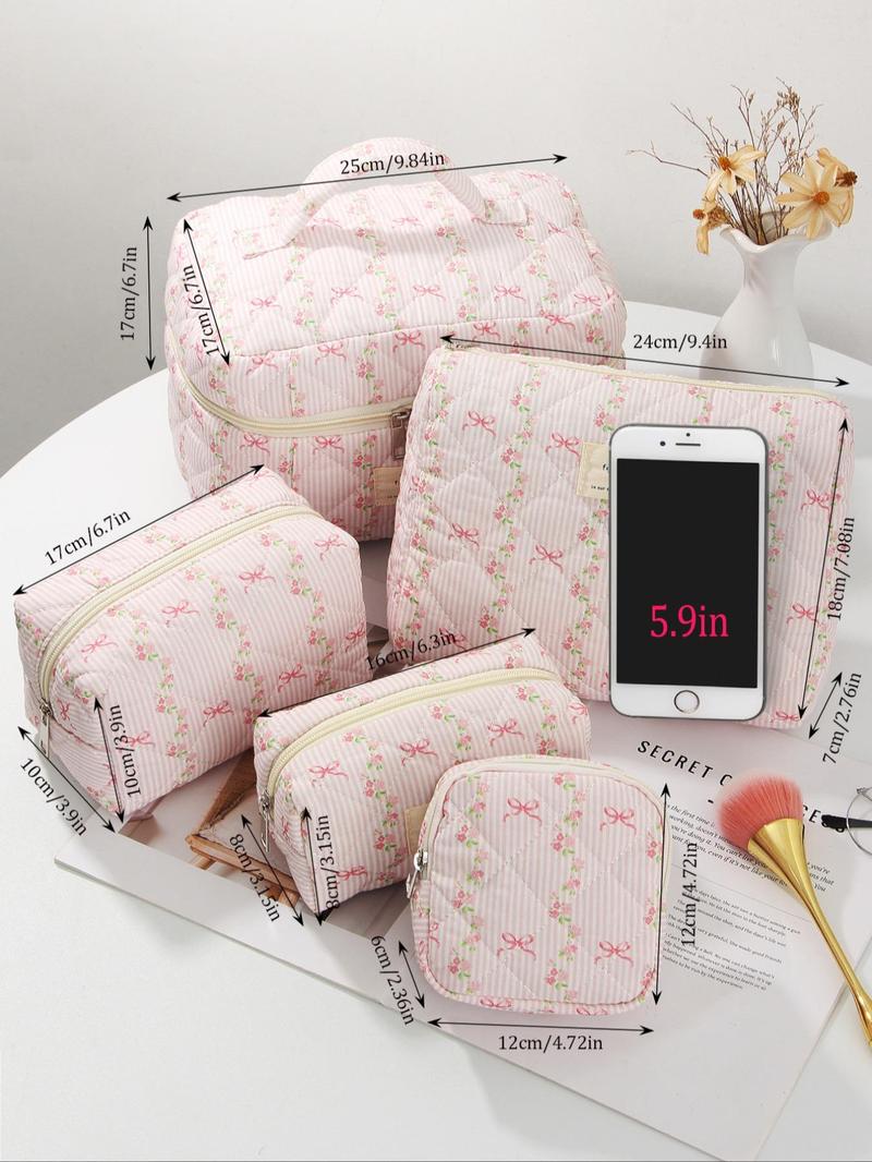 Product Introduction of Floral Pattern Makeup Bag Set, Large Capacity Cosmetic Storage Bag, Zipper Makeup Organizer Pouch, Versatile Storage Bag for Travel, Gym, Office, Home 6