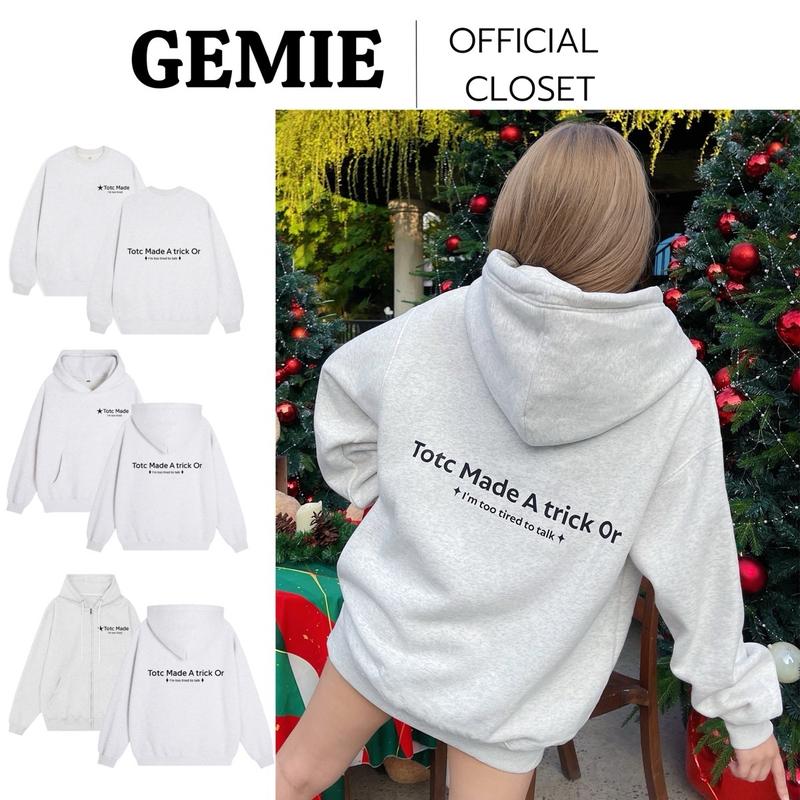  Áo sweater   Áo hoodie   Hoodiezip nỉ bông TOTC MADE nam nữ form rộng  có bo chun  unisex tay bồng hoodies oversize form thụng ulzzang Women Top thông thường áo  hoodie áo hoodie  nữ hoodie zip  xám trắng 