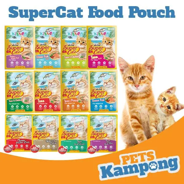 Supercat Makanan kucing basah Supercat pouch dewasa adult kitten anakan 85gr
