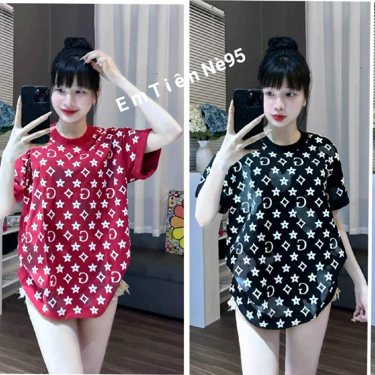 ÁO THUN UNISEX in Nổi Hoạ Tiết G+Sao FULL ÁO 2 mặt COTTON FORM Dáng RỘNG FREESIZE  ÁO THUN Nữ ÁO THUN NAM Cổ Tròn Top