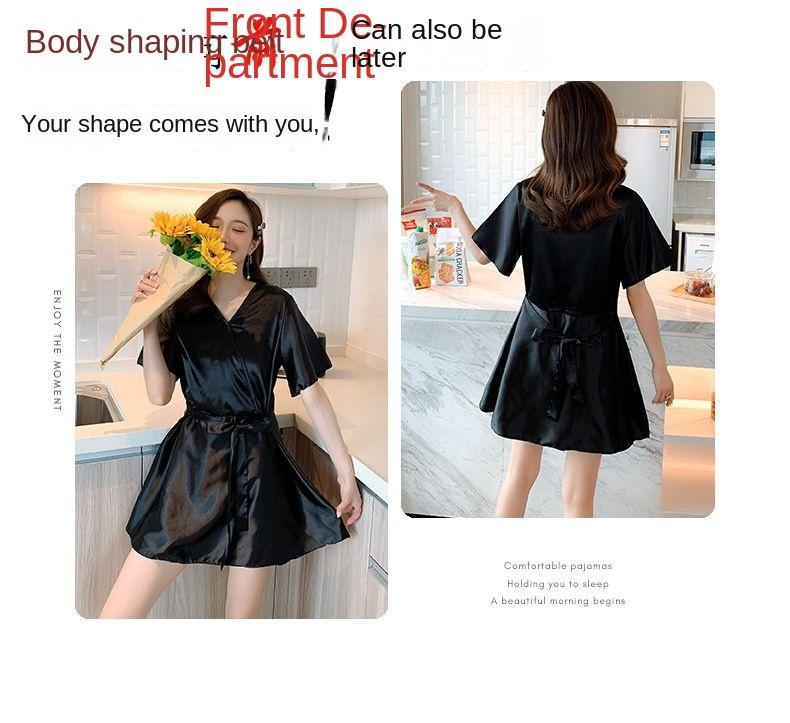 Product Introduction of Pajama women's summer short sleeved two-piece set, ice silk sweet Japanese style can be worn outside, spring and autumn home clothes, summer imitation silk Nightwear Womenswear Lingerie Loungewear Homewear Pjs Basic Minimalist 17