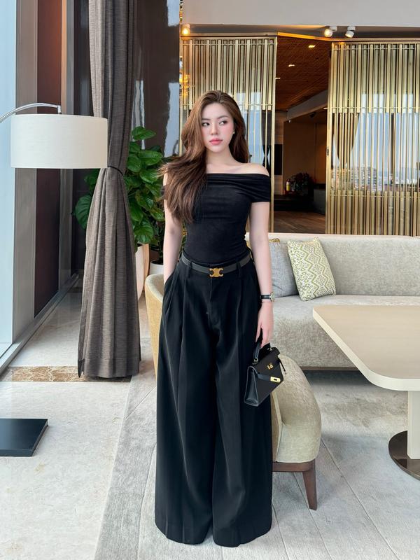 Quần Tây ống rộng xếp li LONA Pant cạp cao dáng suông ống rộng đơn giản thoải mái phong cách công sở, thanh lịch - ENKA VIETNAM Voi trắng 1