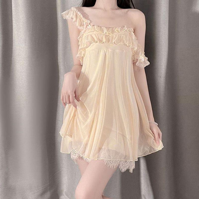 Đồ Ngủ Ngọt Ngào, Dành Cho Nữ, Có Đệm Ngực, Dây Đeo Ren Lưới Gợi Cảm, Váy Ngủ, Phong Cách Công Chúa Thuần Khiết Và Dễ Thương, Thích Hợp Mặc Nhà, OOTD 2