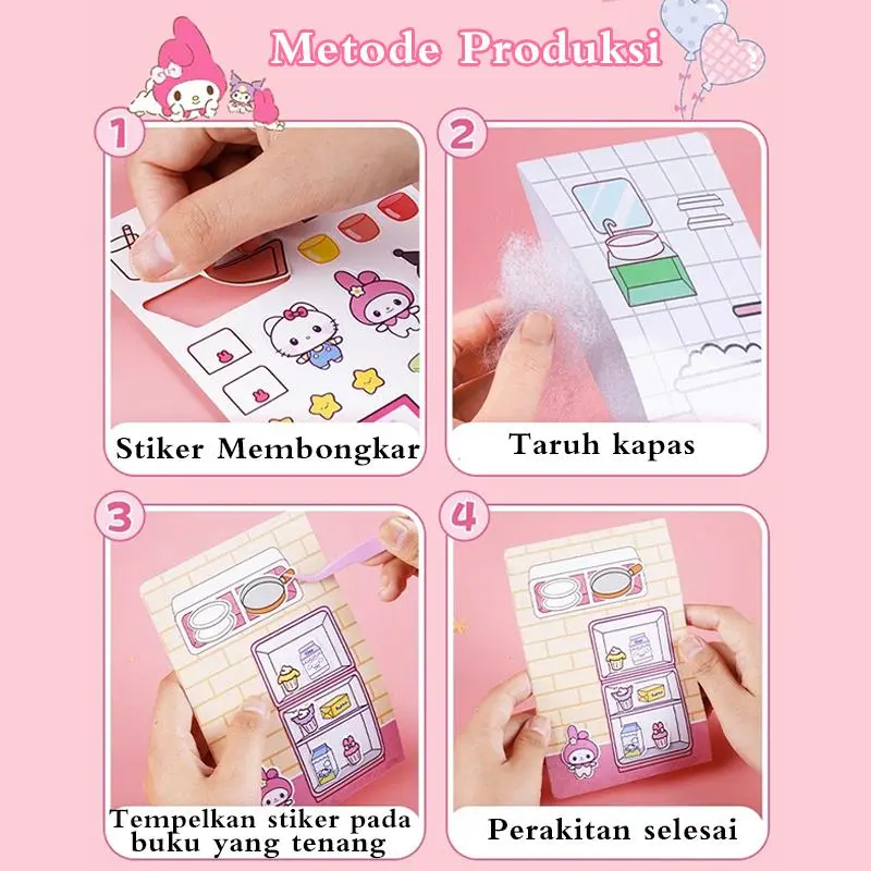 Sanrio Quiet book Cinnamoroll Kuromi Buku Diy Handmade Toys Paper Doll House hand Pom Pom Purin Pochacco Animal House Mainan Edukasi Busy Book Buku Aktifitas Anak Anak Mudah Disusun Bahan kertas Art 60gr Tebal Tidak Mudah Rusak Murah diy Mainan 7