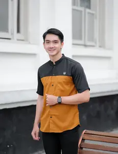 Baju Koko Lengan Pendek Kombinasi