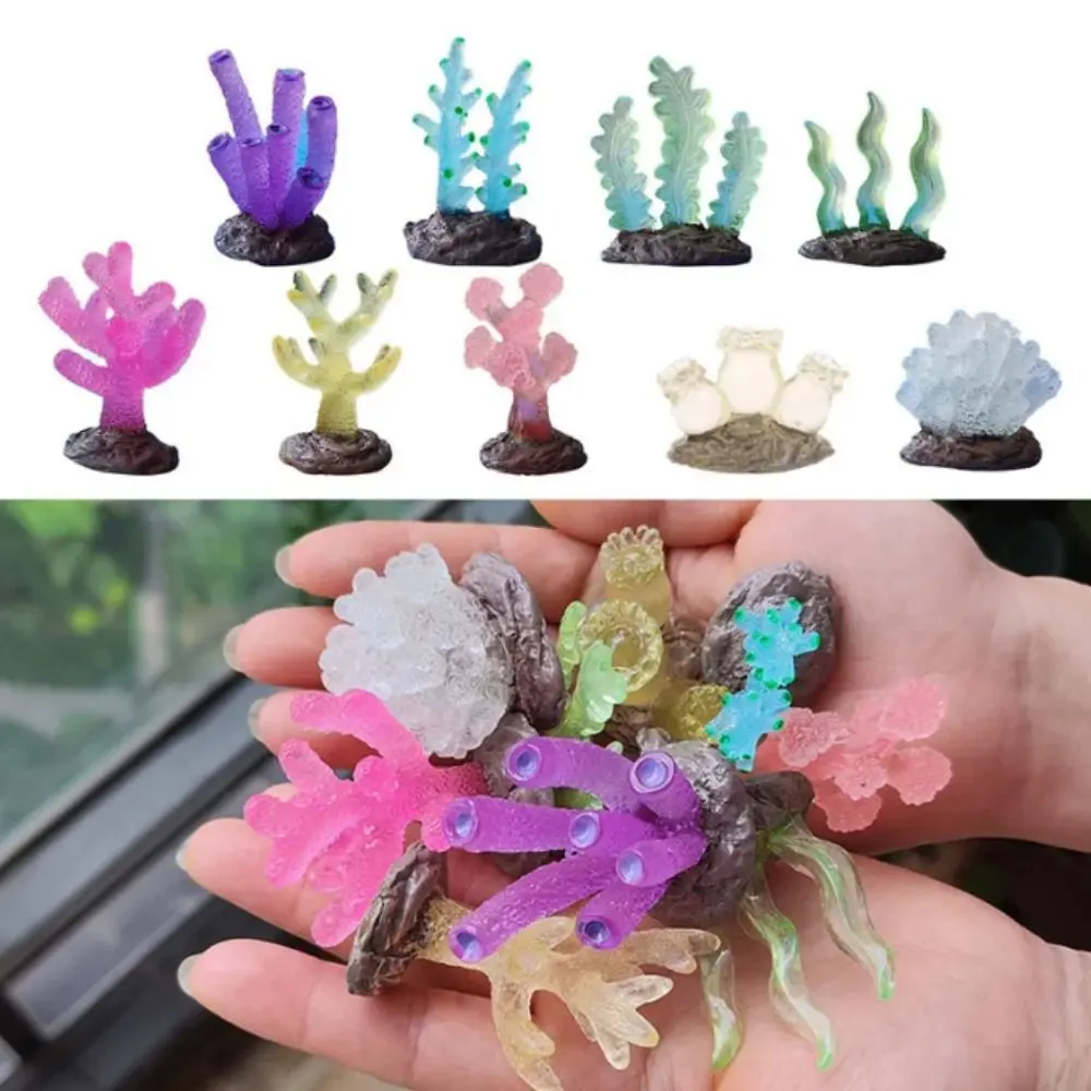 Glowing Coral Decorative Luminous Coral Reefs Simulation Lifelike Simulation Coral Reefs Resin Luminescent Landscape Coral Fish Tanks Decorations