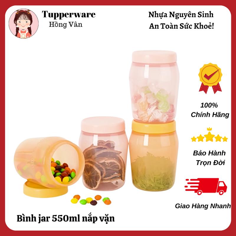 Hộp Jar Tupperware 550ml, Nhựa Nguyên Sinh, Đựng Mát, Khô Kín Khí Mùi Và Nước Bình