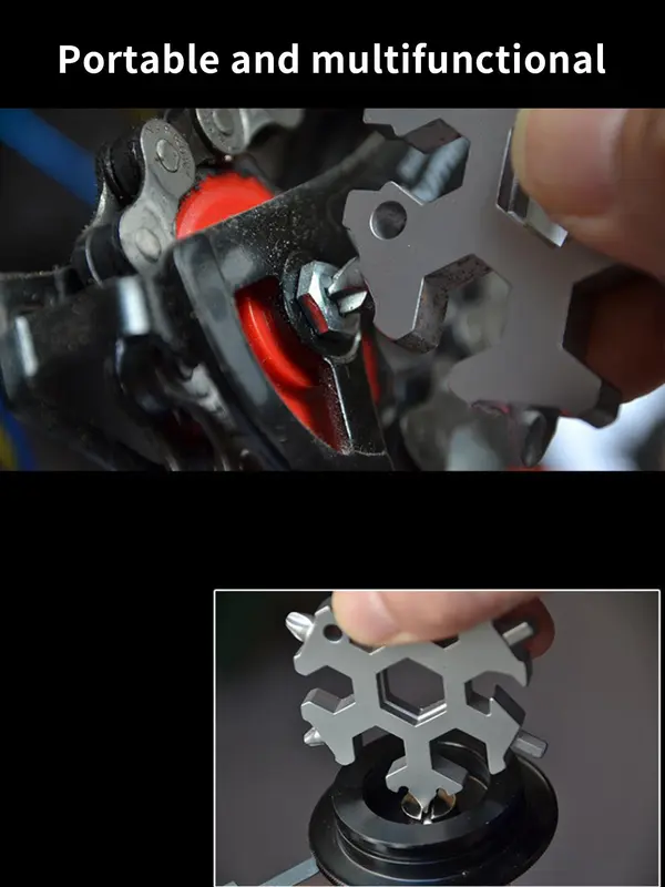 Snowflake Design Multifunctional Tool Keychain, Stainless Steel Multifunctional Wrench Keychain, Portable Keychain Multi Tool 4