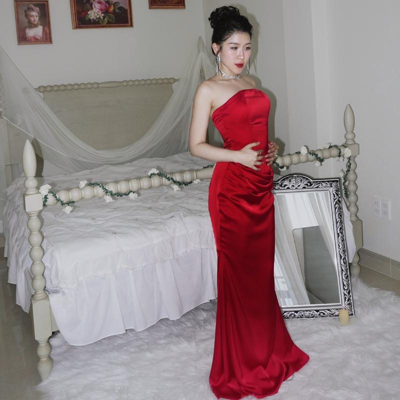 | She Dress | Đầm Lụa Ống Cúp Ngực Xếp Bụng Có Mút
