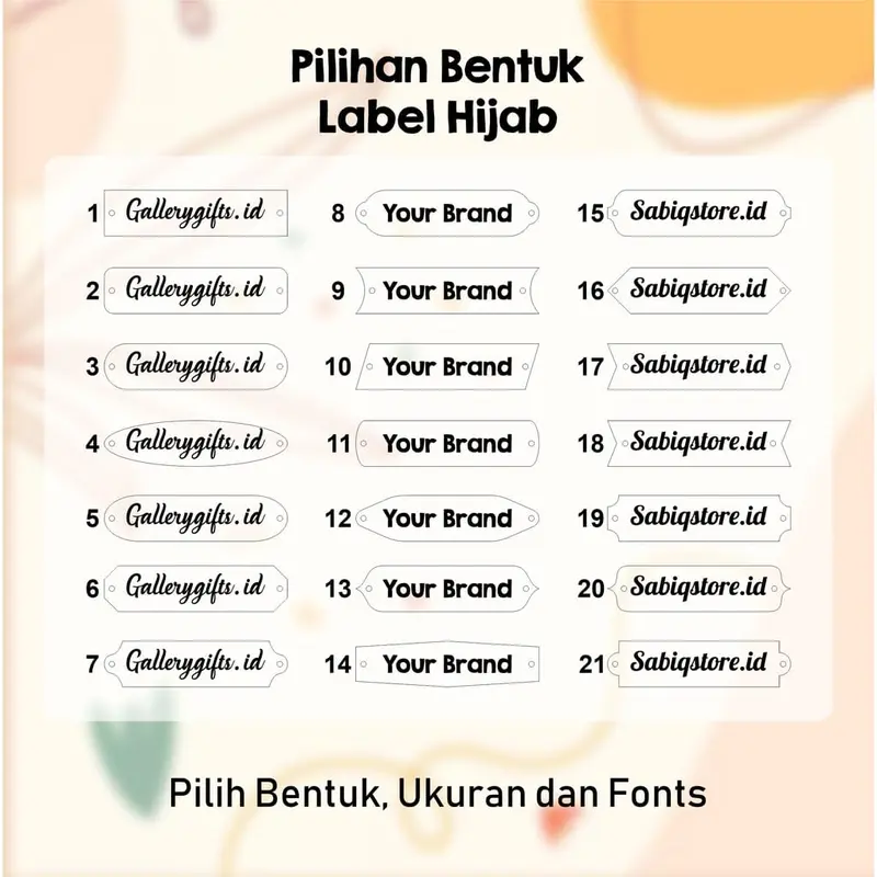 Paket 10 Pcs Label Hijab Akrilik Label Custom Hijab Label Baju Kerudung Gamis Custom Muslim pin hijab anti ketusuk 3