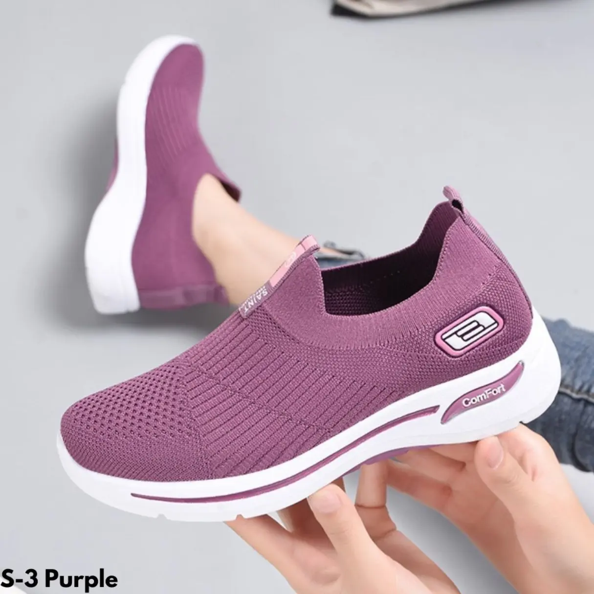 SEPATU SNEAKERS WANITA TANPA TALI PALING BEST SELLER BAHAN KANVAS ELASTIS  S3 Casual Shoes Black Canvas