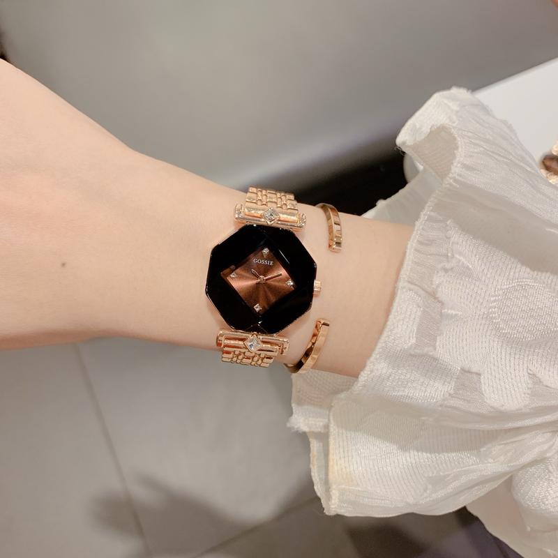Đồng Hồ Nữ Gossie Bát Giác Mặt Pha Lê Sang Trọng Cao Cấp