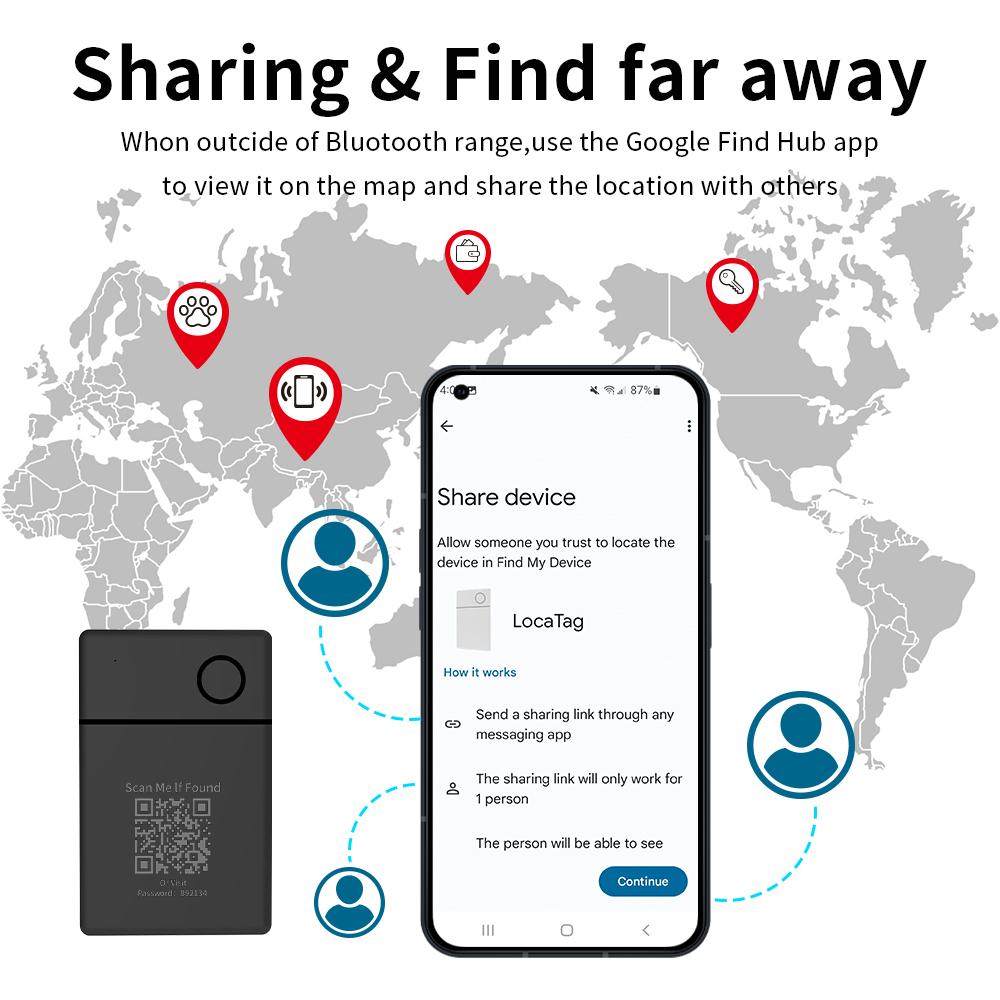 Wireless Rechargeable GPS Card Tracker Google Certified Android Locator for Xiaomi Pixel QR Code Anti Loss Billfold Smart Tag - Image 3