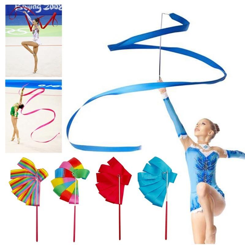 Product Introduction of 2M/4M Colorful Gym Ribbons Dance Ribbon Rhythmic Art Gymnastic Ballet Streamer Twirling Rod Stick For GYM Training Professional 41