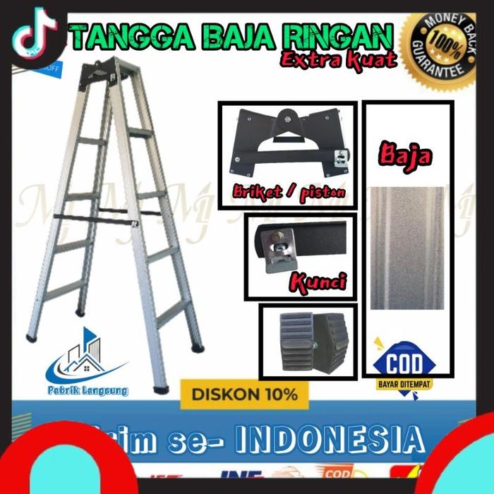 Gambar 𝐌𝐚𝐤𝐦𝐮𝐫 𝐉𝐚𝐲𝐚 TANGGA BAJA RINGAN  & ALUMUNIUM 2 METER / 1,75 METER / 1,5 METER SUPER KOKOH dari MAKMUR JAYA45 Kota Depok Tokopedia