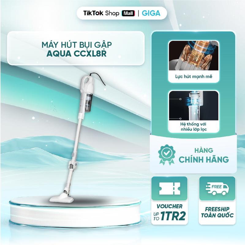 Máy Hút Bụi Gập Aqua CCXL8R 600W - Đầu Gập 90 Độ - Lực Hút 15500Pa - Hệ Thống Lọc Đa Lớp