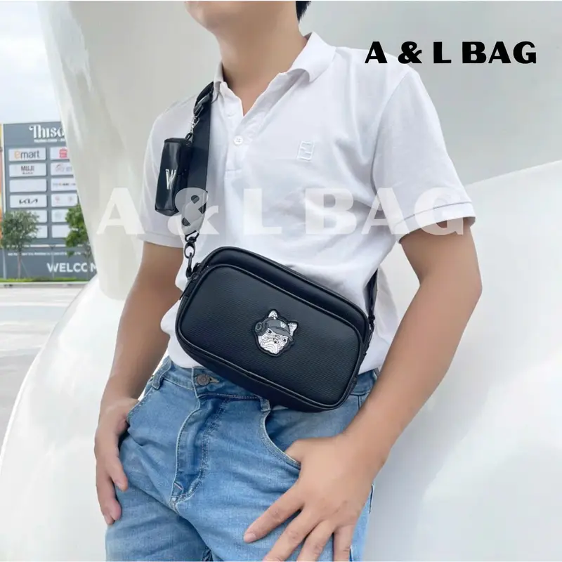 Tưng bừng SALE TẾT - MUA 2 TẶNG 1 - Túi Đeo Chéo Nam Nữ Thời Trang Màu Đen Vải Chống Nước Size 21 x 15 x 8cm - WIN BAG SAI GON 3