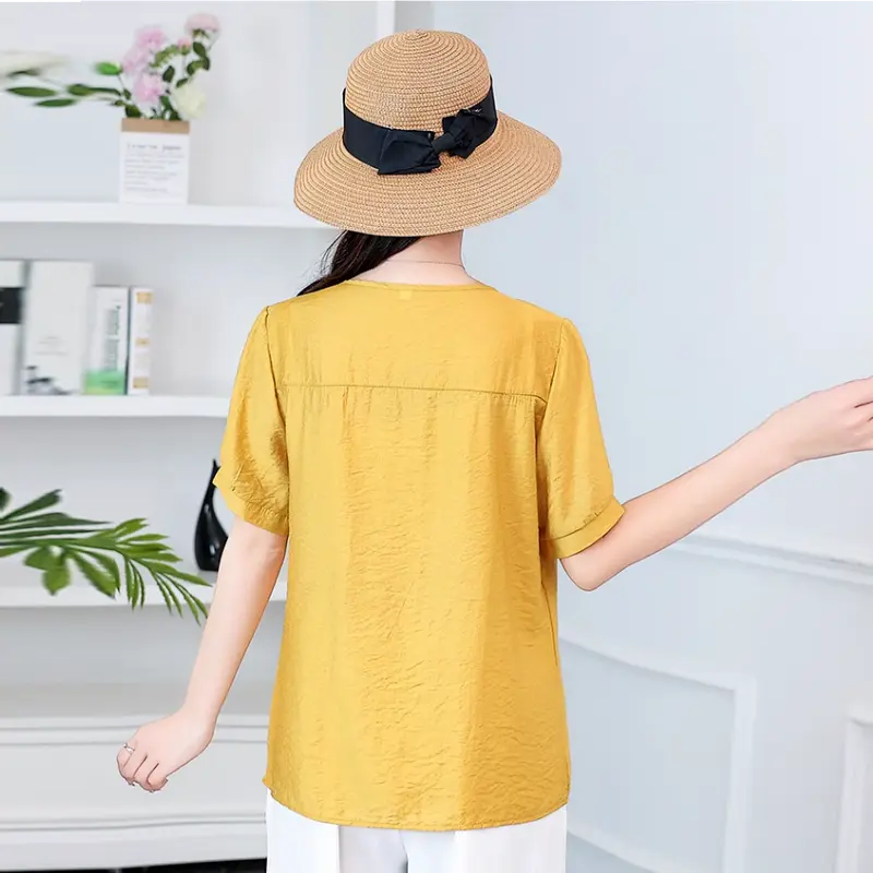 Áo Kiểu Thêu Họa Tiết Nổi Dáng Suông Sang Trọng Chất Đũi Tơ Thái Mềm Mịn Thoải Mái VPT3 Nữ Women Top 4