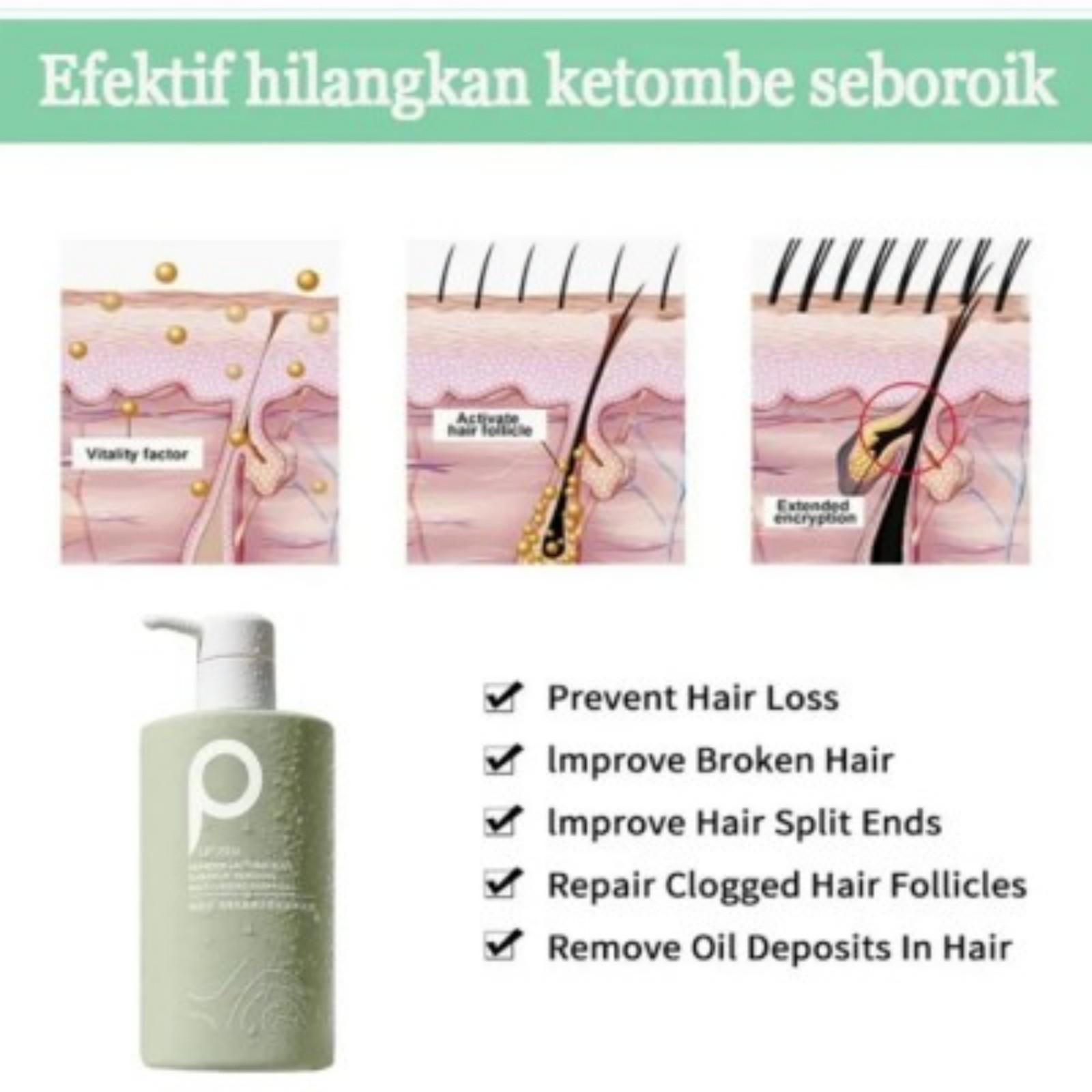LIUFUSHA Shampo Anti Ketombe Penghilang Ketombe Anti Gatal Shampoo Sea Salt Shampoo Anti Rambut Rontok Dan Mengontrol Minyak Singkirkan ketombe Memperbaiki kulit kepala yang gatal Pembersihan mendalam dan kontrol minyak Rambut lebih halus 500ml