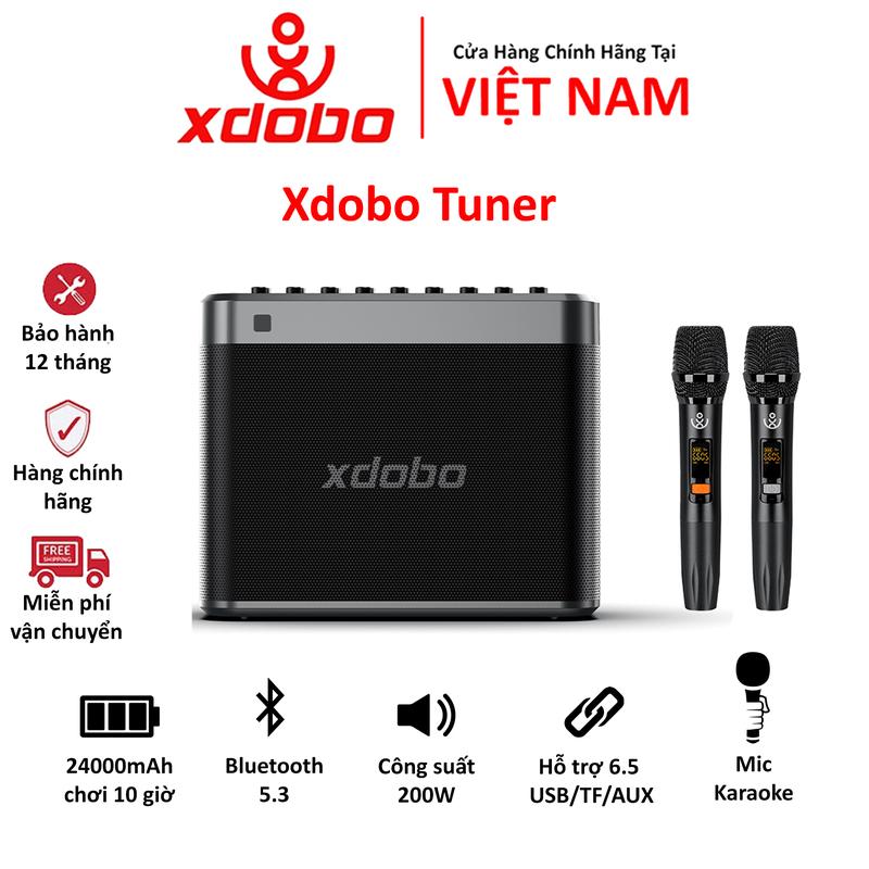 Loa Karaoke Bluetooth 5.3 XDOBO TUNER Công Suất 200W Kèm 2 Micro Không Dây, Hỗ Trợ Hát Karaoke, Thẻ TF, USB,AUX, 2 Cổng 6.5mm - Chính hãng bảo hành 12 tháng Nghe Nhạc Củ Loa Kem