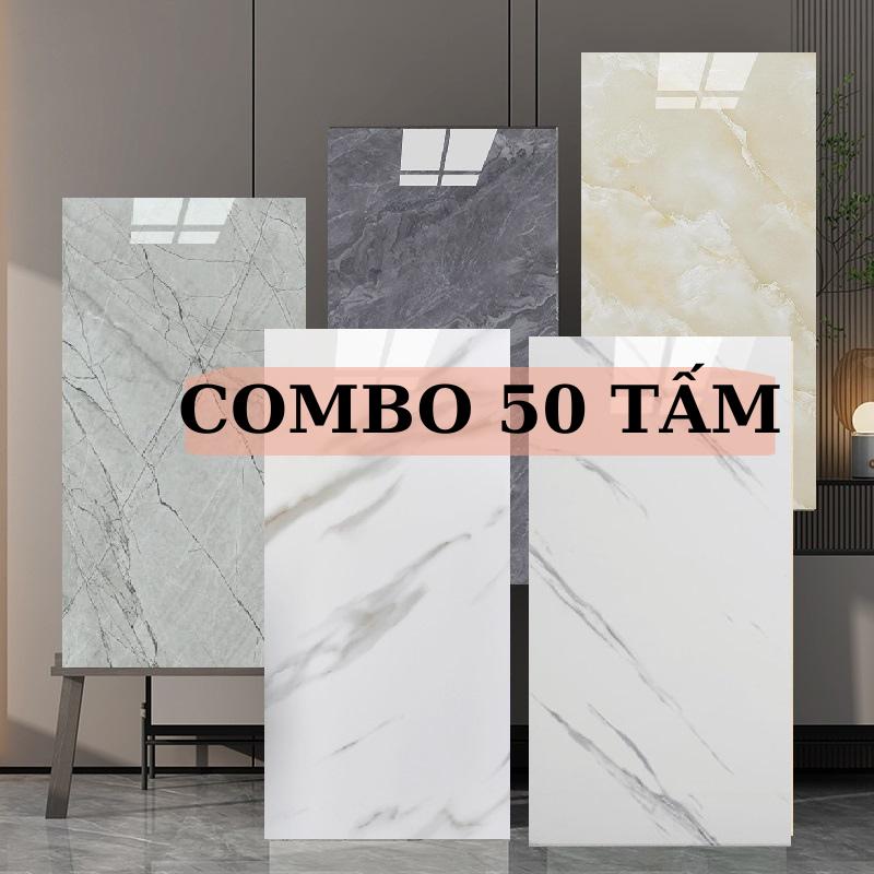 COMBO 50 tấm xốp dán tường PVC giả đá thạch anh cao cấp hàng đẹp có sẵn keo mặt sau