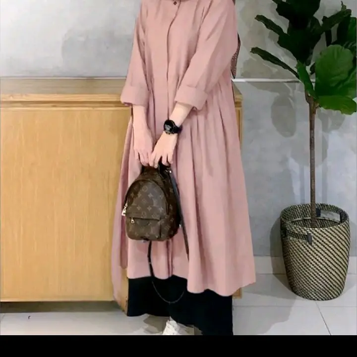 laura long tunik outer midi rayon polos