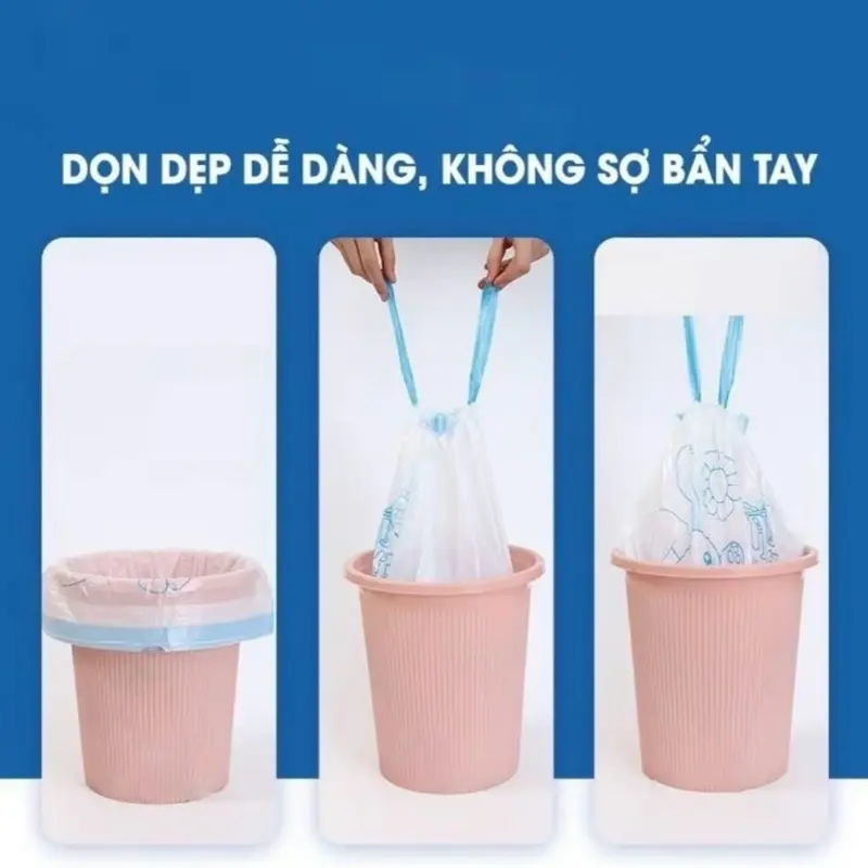 Sét 3 cuộn (300) túi đựng rác tự phân huỷ Minaier chống rò rỉ nước siêu sai kích thước 45x50 cm 7