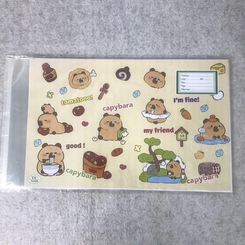 Bìa bao tập tiện lợi bìa bao tập cute có sẵn bìa bao kiếng họa tiết  capybara (10 cái) 1