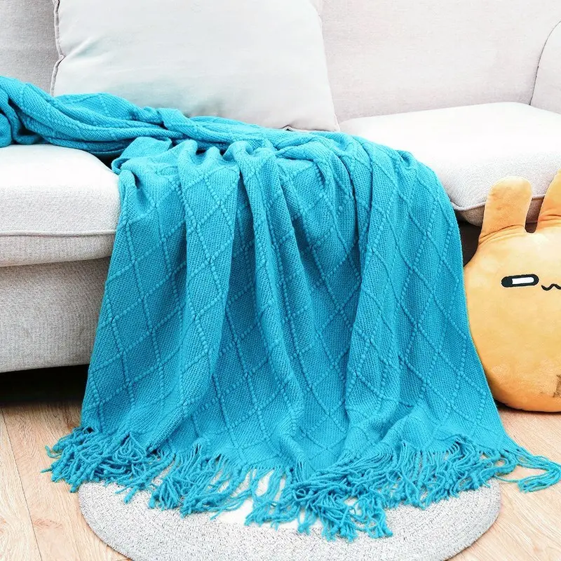 Chăn dệt kim, chất liệu Chenille, mềm mại và thoải mái, phong cách Bắc Âu mới, thích hợp cho mùa thu và mùa đông, bán chạy, thích hợp cho văn phòng 6