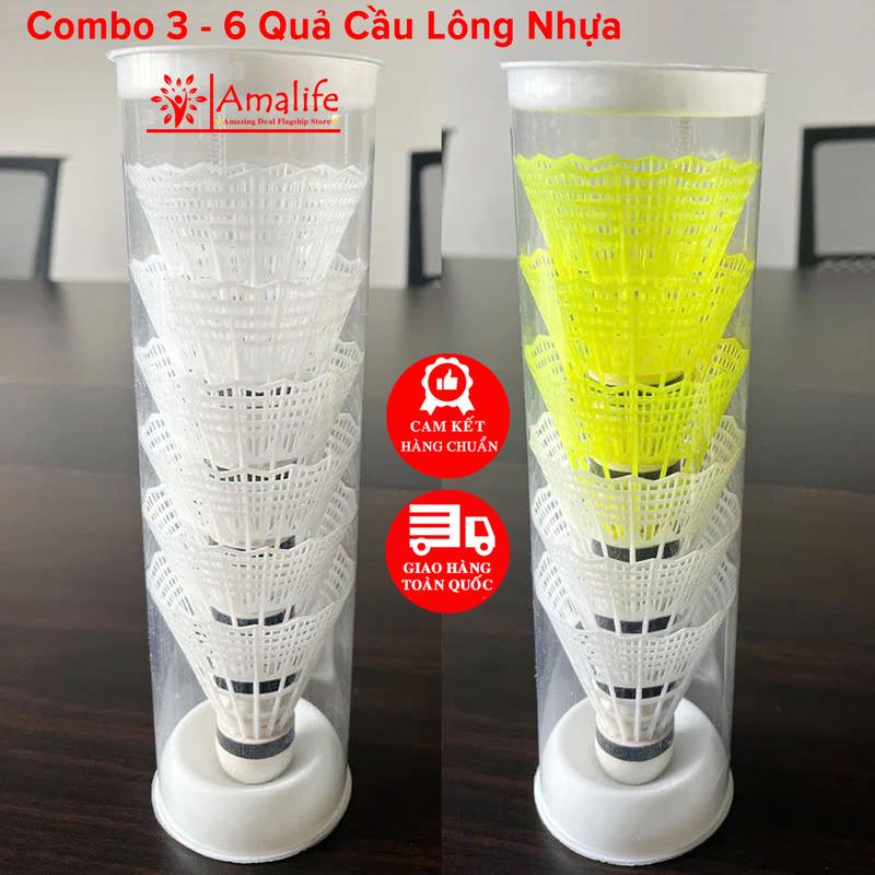 Combo 3 - 6 Quả Cầu Lông Nhựa Tập Luyện Đánh Trong Nhà Và Ngoài Trời Bền Và Ổn Định Chính Hãng Amalife