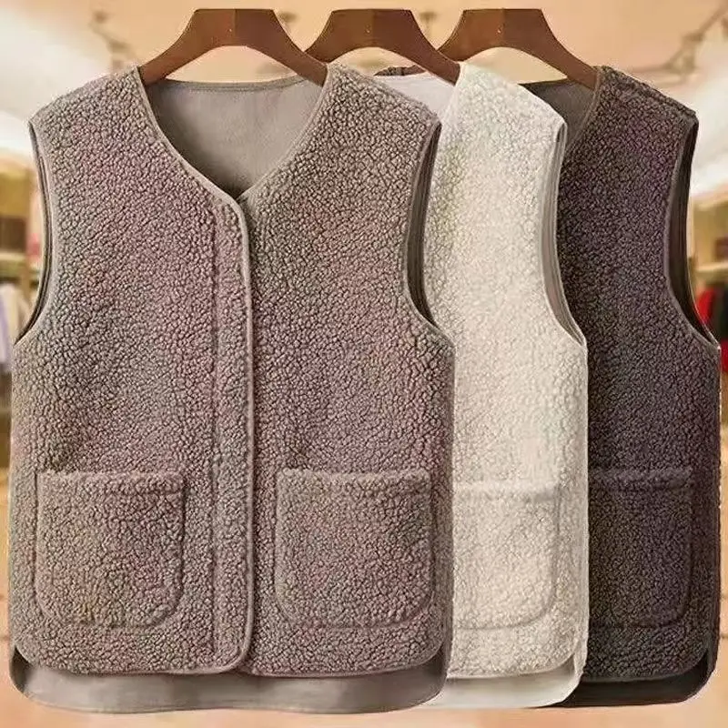Áo Vest Len Cừu, Dành Cho Nữ, Có Thể Mặc Ngoài Trời, Mùa Thu Và Mùa Đông, Dày Dặn Và Đơn Giản, Nhiệt, Hàng Mới Về, Dễ Phối Đồ, Áo Vest Có Khóa Kéo Một Mảnh, Áo Ghi Lê Top Women 1