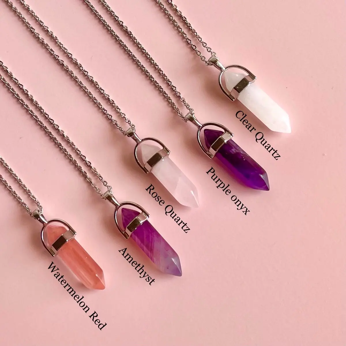 Violette Jewelry - Hexagonal Natural Healing Crystal Necklace / Kalung Kristal Batu Alam Asli