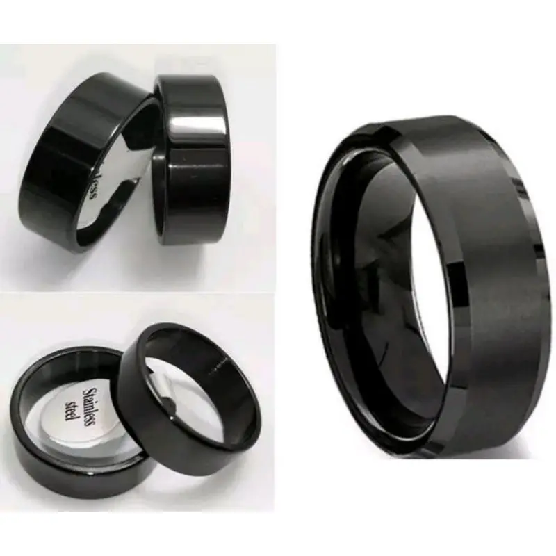 CINCIN TITANIUM HITAM POLOS PRIA DAN WANITA STAINLESS STEEL CINCIN TITANIUM SILVER Aksesoris Emas Rings cincin jari kaki wanita