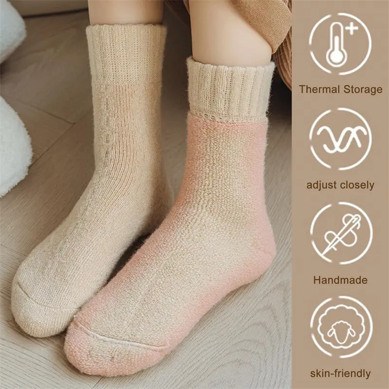 Tất Lông Nhồi Bông Phong Cách Thu Đông, Tất Dài Trung Bình Dày Dặn Cho Nữ, Tất Ấm Sốt, Thích Hợp Cho Mùa Đông, Dành Cho Nữ 5